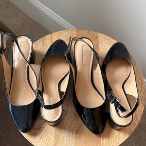 Black Patent and navy patent Leather Slingback Pumps